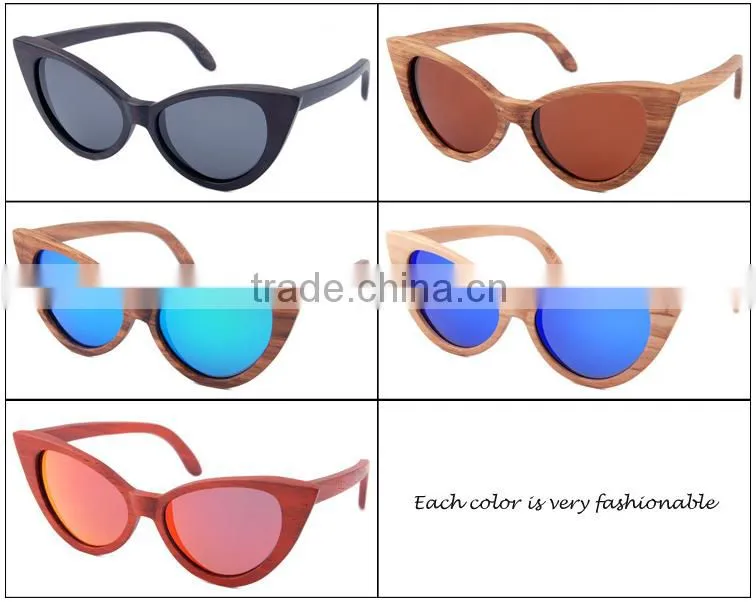 Vintage butterfly shape frame natural wood sunglasses with custom logo