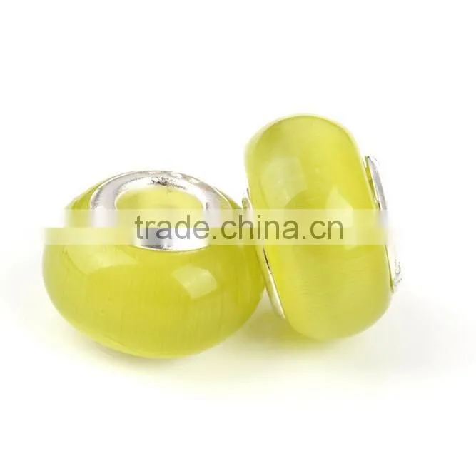 gemstone big hole cat eye bead for jewelry