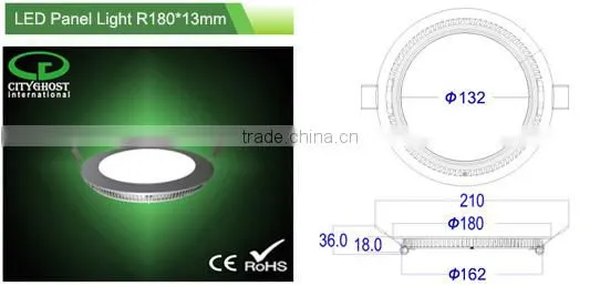 super slim 160mm cut out 12w LED Round Panel Light office with PC fireprof material for innovative lighting