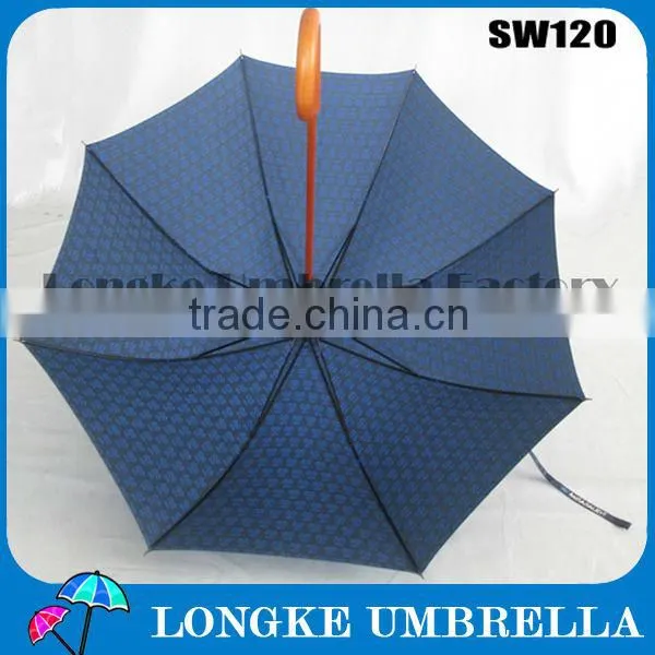 Bule 60cm Wooden Straight auto ope Umbrella/solid color