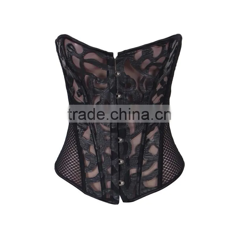 2016 Hot sale black colour sexy mature corset for ladies