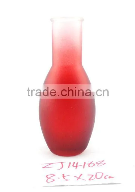 Wholesale yewllow frosted glass vase for home decoration