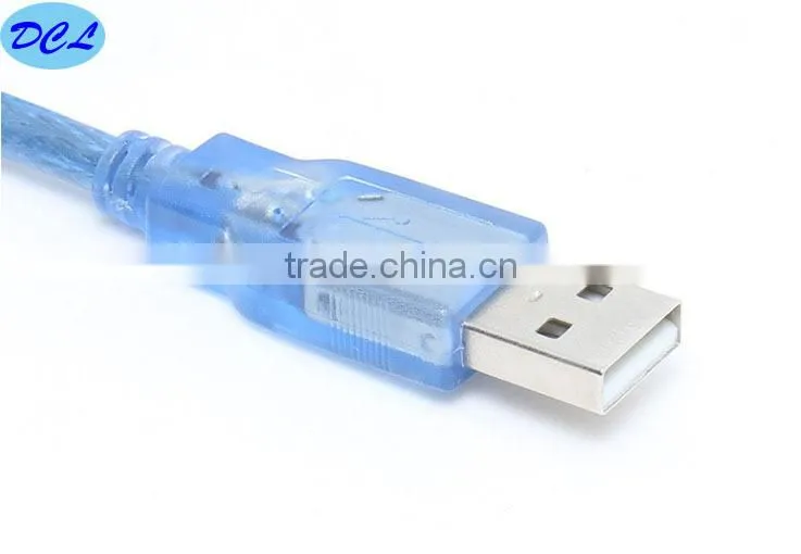 Transparent blue USB2.0 cable Male to Mini 5PIN 5m