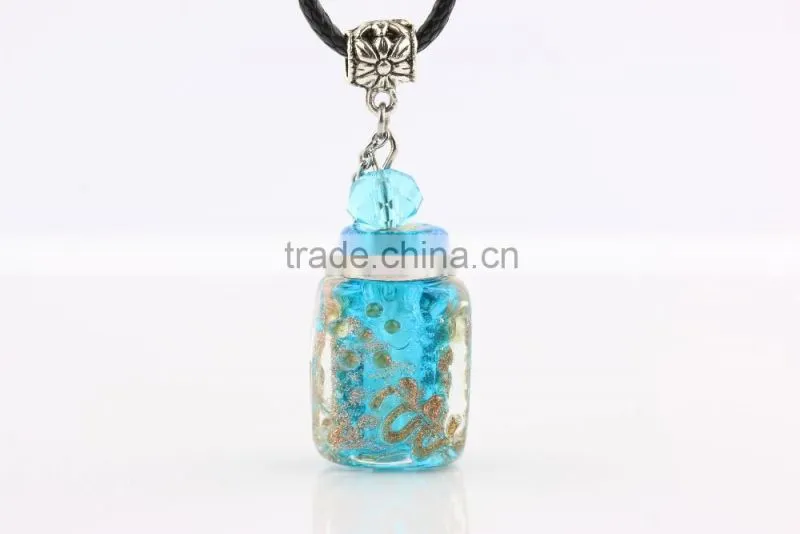 Glow in dark Square shape Essential Oil Diffuser Perfume Bottle Pendant Aromatherapy Essential Oil Pendant Jewelry