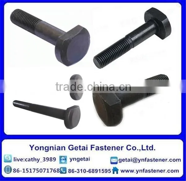 T shape bolts for slot, DIN933/931 H.D.G / Galvanized with black /yellow zinc plated/blue white