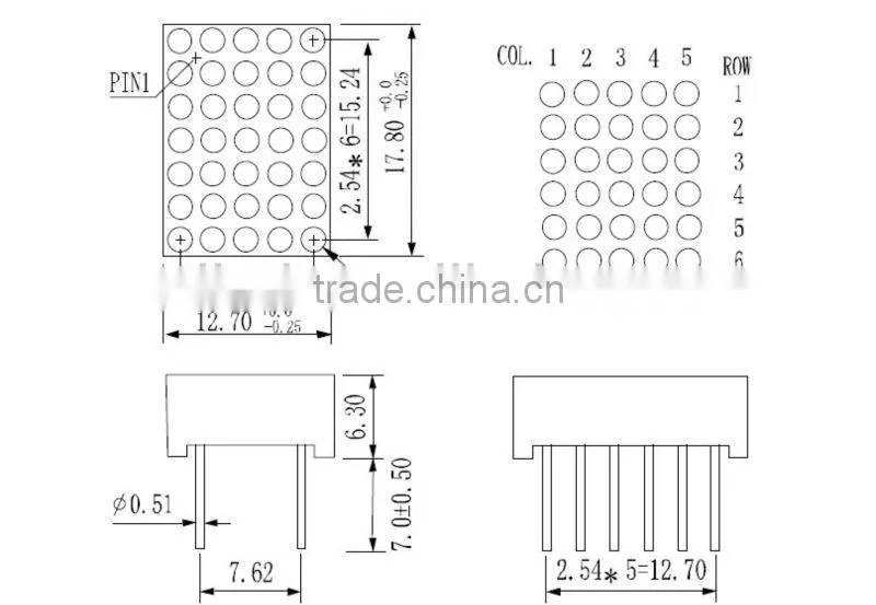 0.7 inch 5*7 dot matrix display, blue dot matrix