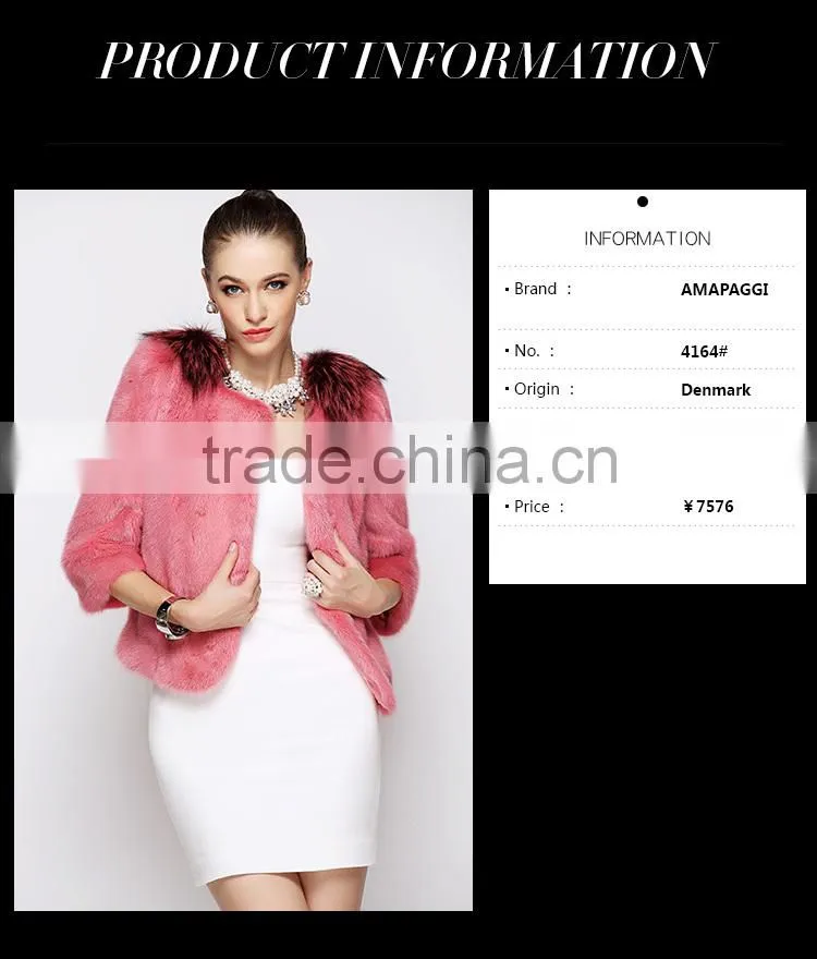 Classic red fox mink fur jacket for women