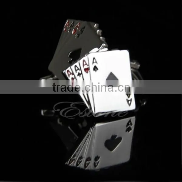 vintage stainless steel poker new men's silver cuff links