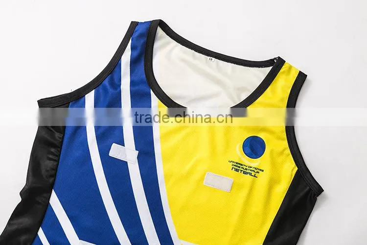 oem service sublimated 100%polyester netball uniforms