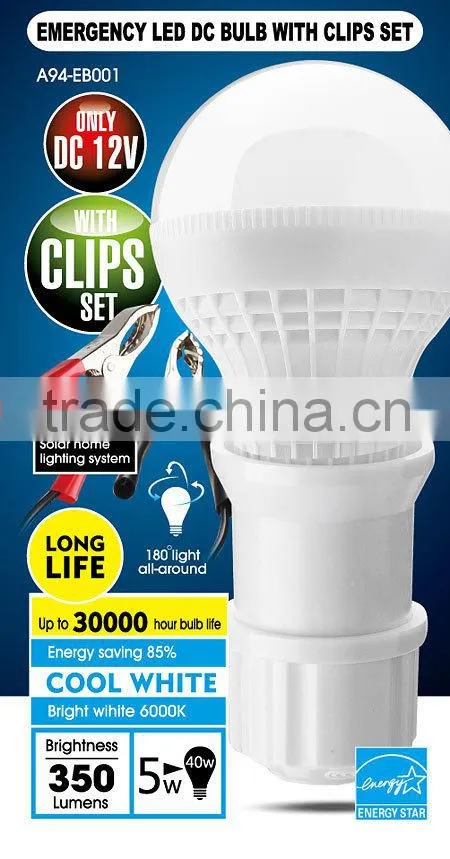 EMERGENCY LIGHT. PROTABLE LED LIGHT. EMERGENCY LED DC BULB WITH CLIPS SET