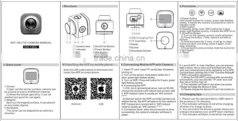 Action Camera Wifi Portable Mini Camcorder Outdoor Sport Wide-Angle Video Camera 360 Camera