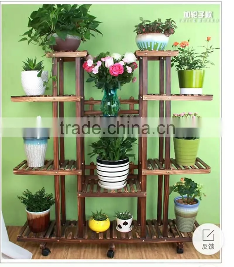 Newest movable multi-laye Wooden plant stand antique flower stand