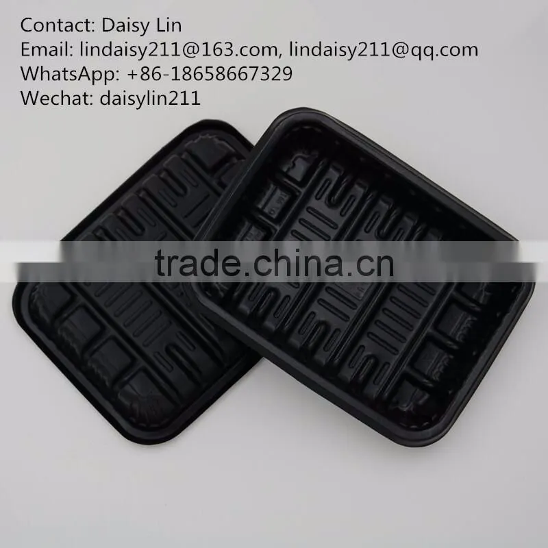 PP material square plastic trays disposable for fresh food packaging