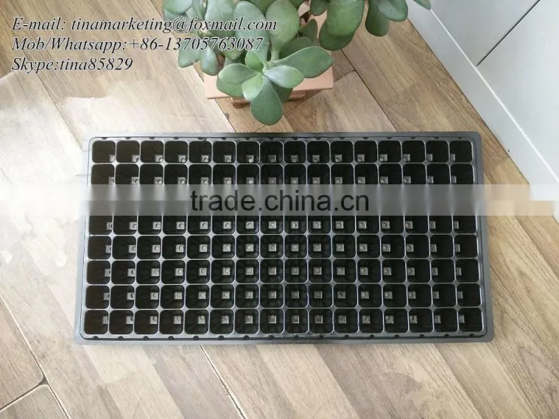 128 Cell Black PS Plastic Horticulture Plant Nursery Seed Starting Tray Manufactory Price