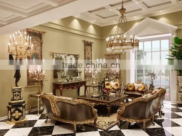 Retro Home Furniture Dinning Room Set, Exquisite Hand Painting Round Dinning Table With Chair/Sideboard