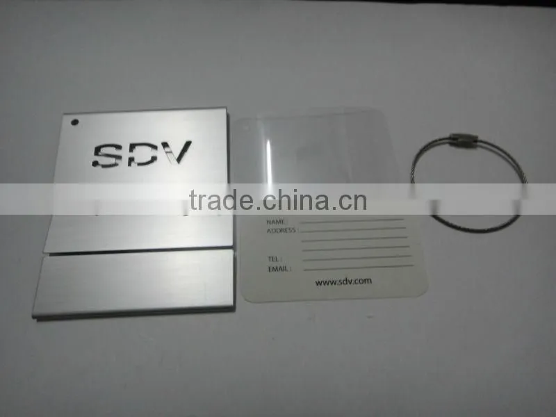 Custom metal luggage tag with engraving