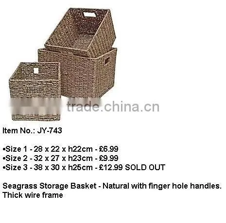 Small Water Hyacinth Storage Basket with Metal Frame