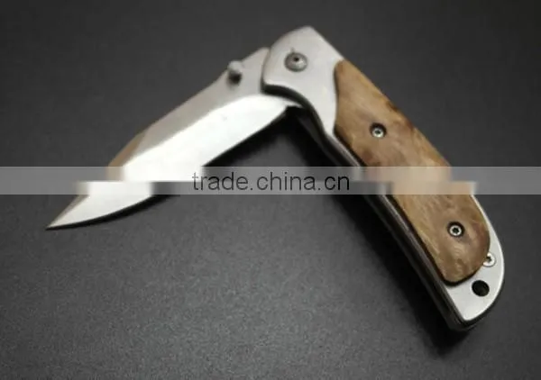 OEM Pocket Survival Camping Knife With Wooden Handle