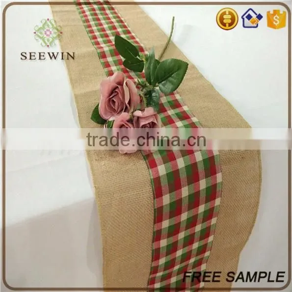 2016 lace pattern burlap table runner