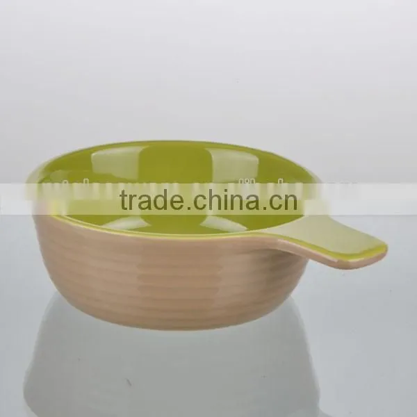 new cute mini green and brown color 5.3"*4.1"ceramic cookware sets pan