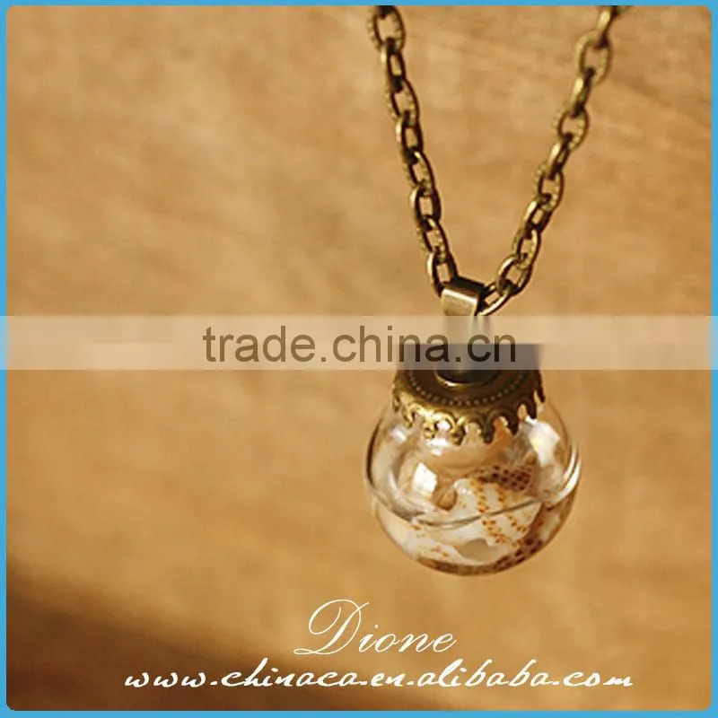 Vintage style jewelry antiqued bronze flower cap bail wish vial drop glass bottle pendant vial