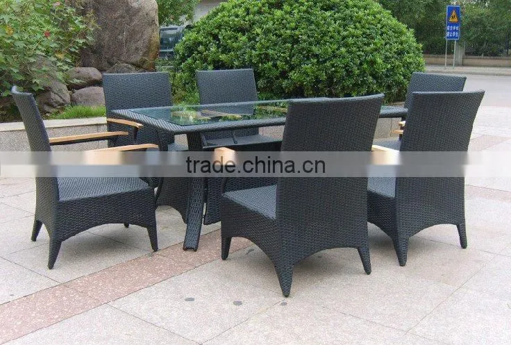 rattan outdoor/living room furniture PE rattan dining sets for 6 persons