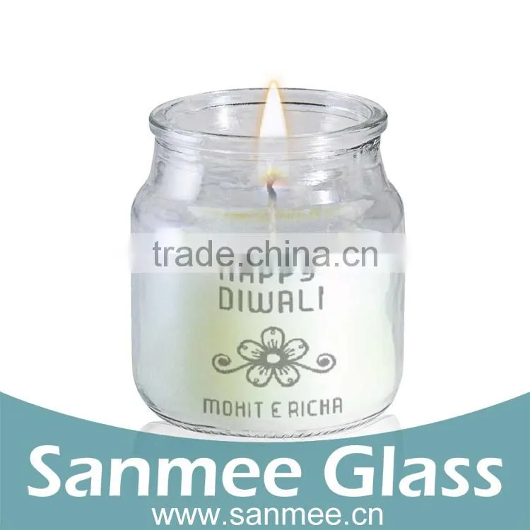 Round Gift Set Decal Flower Glass Scented Candle Holder