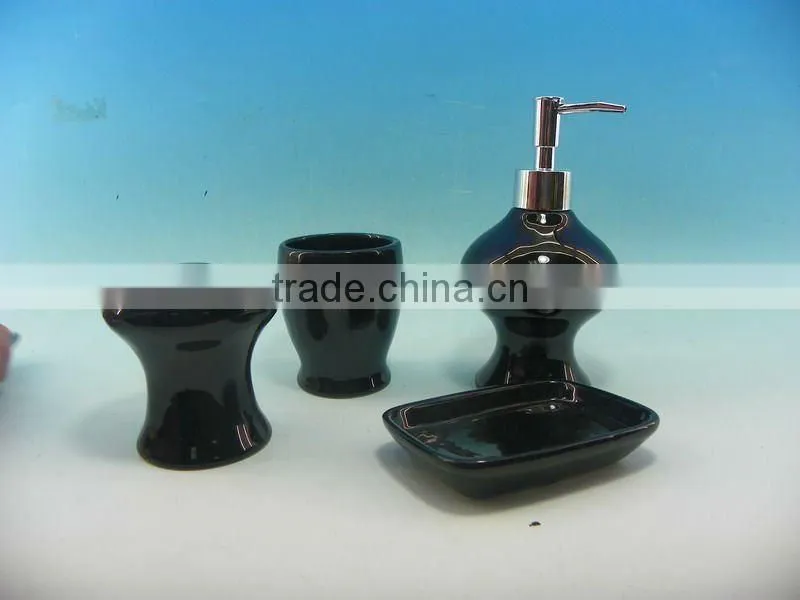 Black design of 4pcs ceramic bathroom set