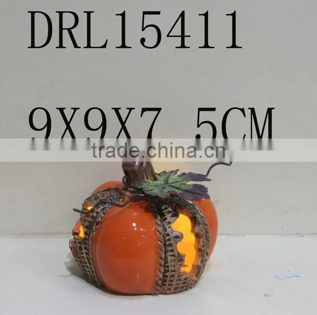 Dual color colorful pumpkin ceramic lantern LED decorations