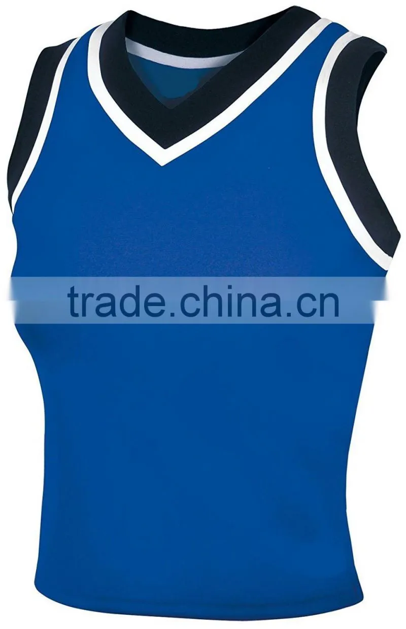 Sleeveless V Neck Knit Spandex Cheerleading Uniforms Women Sexy Tank Top Plus Size Sublimation Cheerleading Uniforms Custom