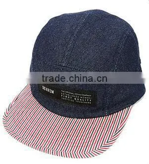 5 panel flat brim cap cheap custom denim 5 panel trap back caps