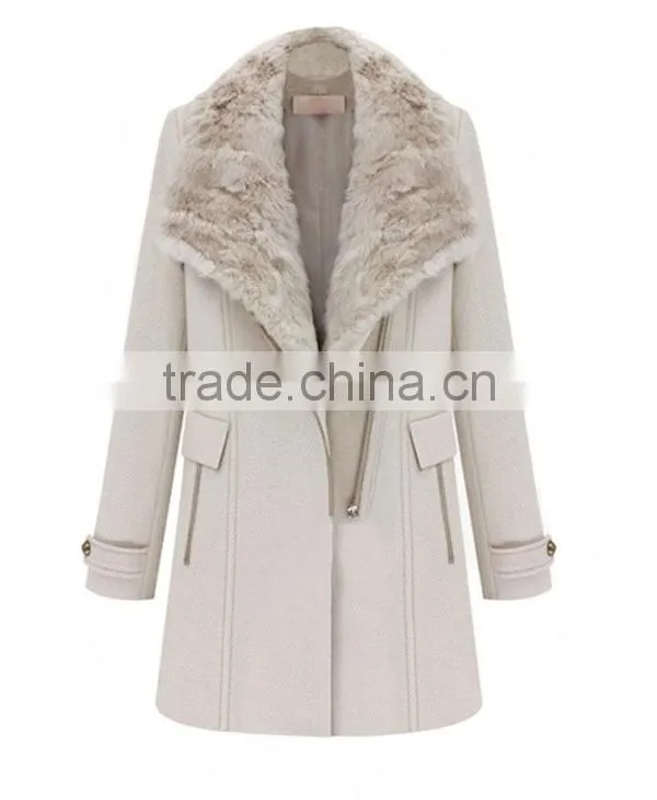 latest design elegant long style ladies woolen coat