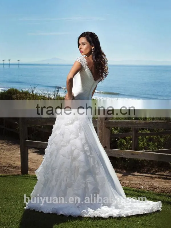 modest princess cap sleeve chiffon sex wedding dress