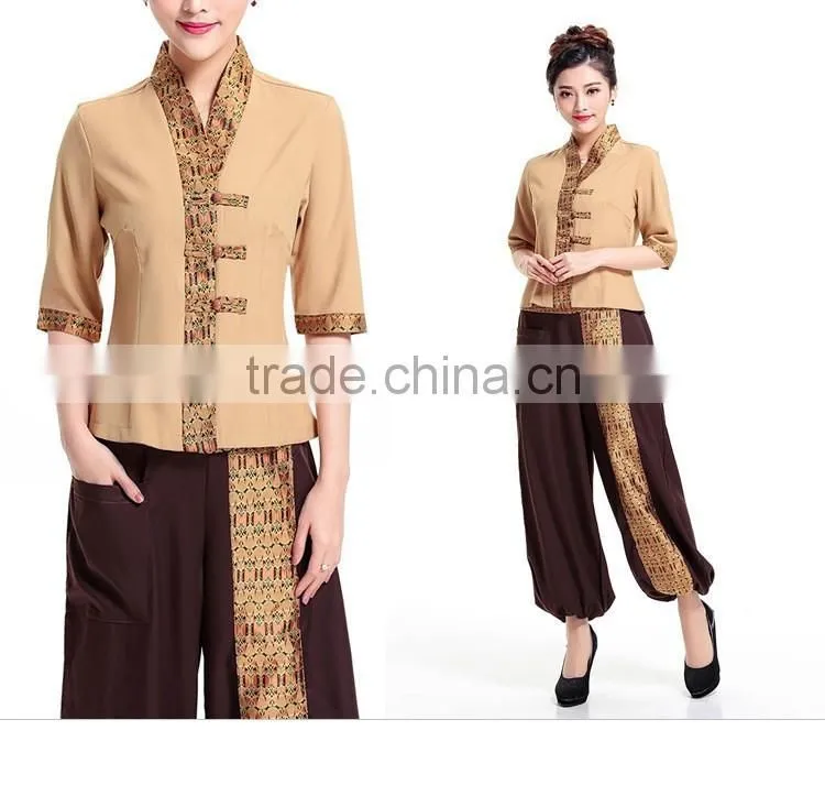 Fashion uniform design working uniform wholesale custom thai spa uniform