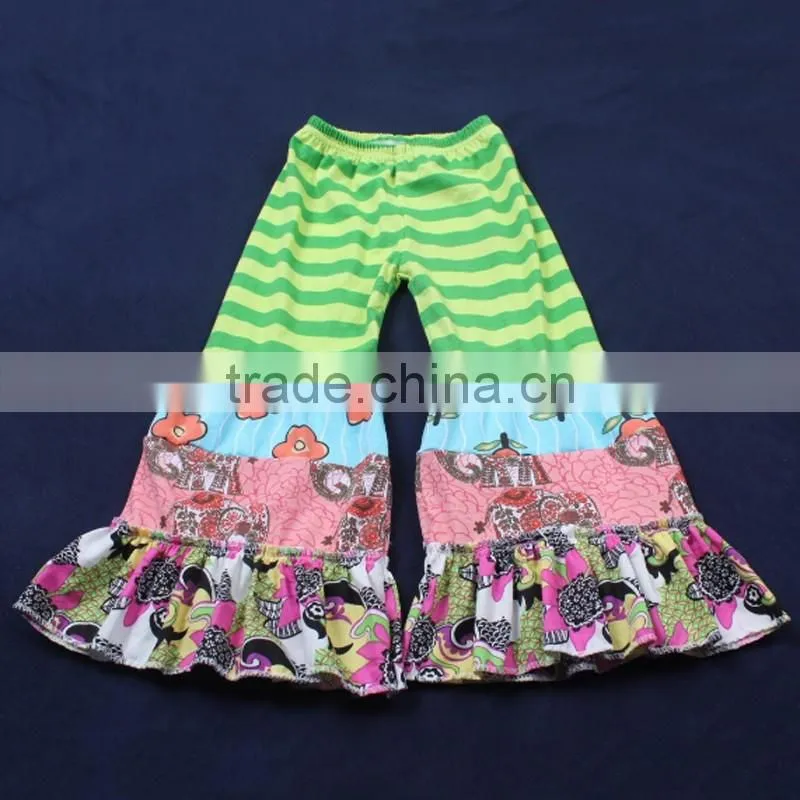 Watermelon Red Floral Shirt with Splicing Big Sleeve Ruffle Trousers Kids Fashion Clothing Set LBYTZ001-45
