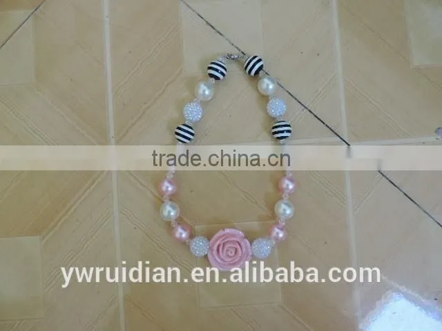 2016 baby girl flower necklace peral crystal symmetric kids clothes accessories