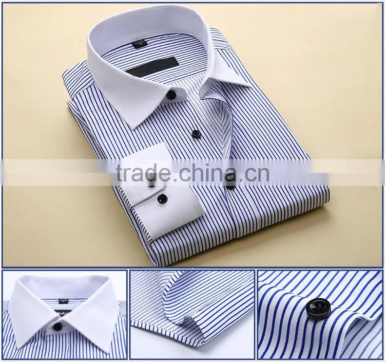 China shirt factory competitive price oem fashionable perfect quality stripe pattern men's dress shirt with long sleeve