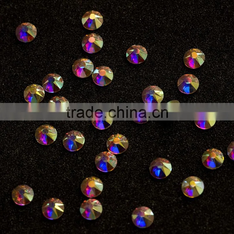 Professional crystal factory hotsale flatback crystal AB glue on rhinestone for shoes