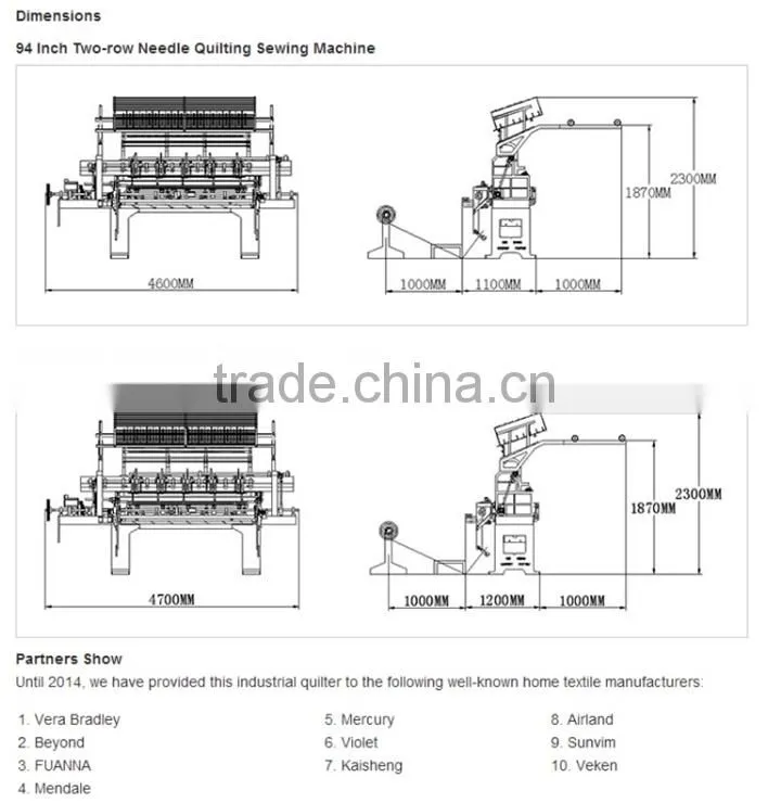 Lock stitch shuttle multi needle quilting machine(CSDB94"-3)