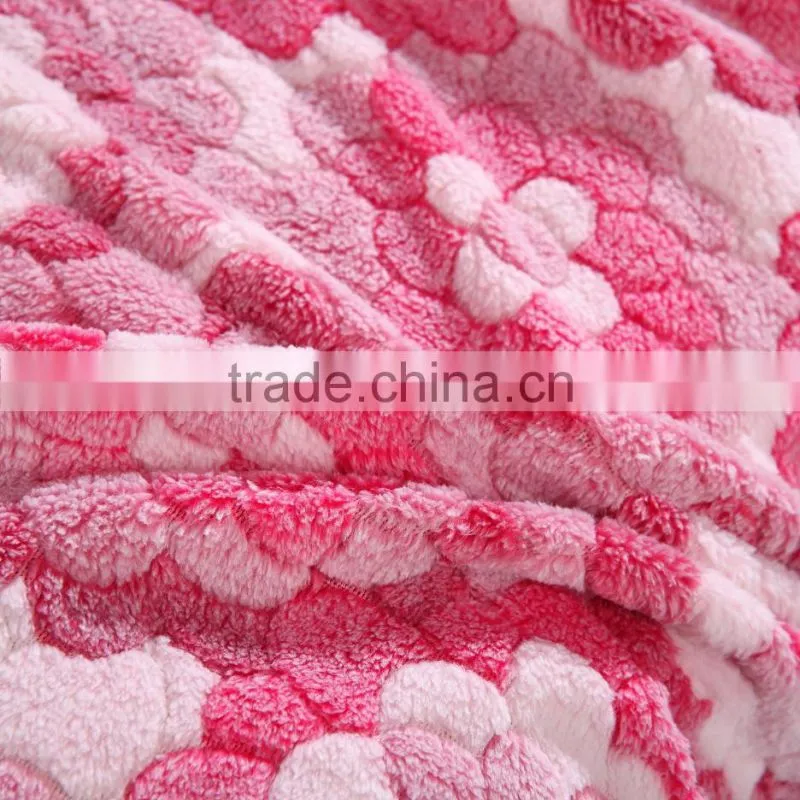 New Style Embossed 100%polyester Super Soft Coral Fleece Blanket/coral Fleece Fabric
