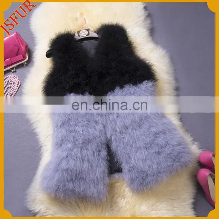 2015 HOT Sales Women Real Ostrich Feather Vest Hit colors
