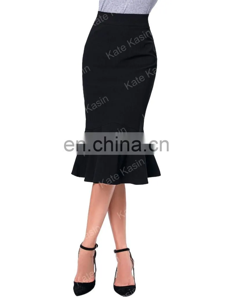 Kate Kasin Occident Women Fashion Office Lady Causal Mermaid Hips-Wrapped Pencil Skirt KK000241-1
