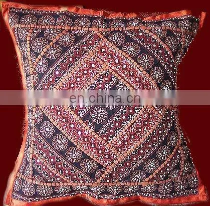 Sequins Patches Cushion Cover, Khambria Cushion Cover, Cotton cushion cover