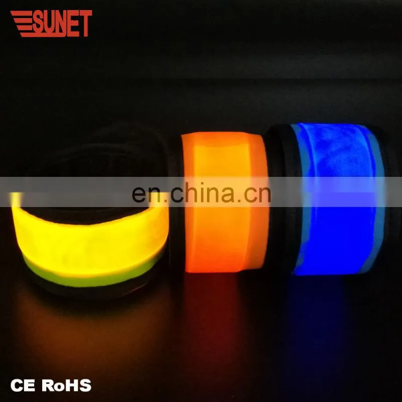Custom logo fabric band LED lighting slap band wide slap bracelet party