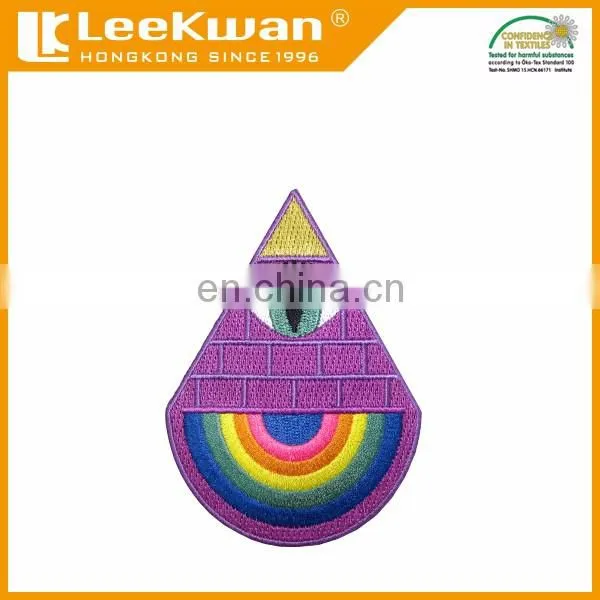 100% embroidery rainbow patch with iron-on backing