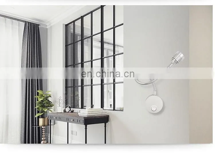 Led 1w 110v 220v wall mounted hotel bedroom bed headboard warm white and cool white reading lamp