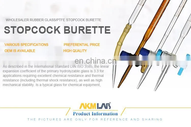 AKM LAB Glass Burette Set With PTFE Stopcock