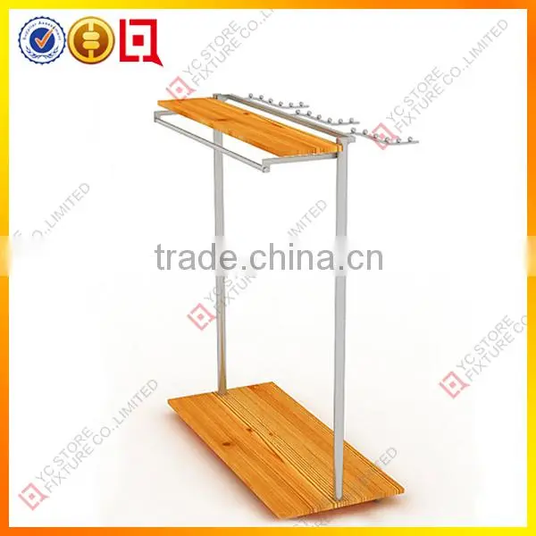 Movable Wooden Clothes Store Display Stand