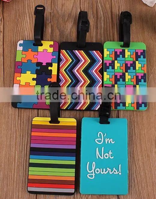 Silicone luggage tag, SGS approved stripe mixed color luggage tag