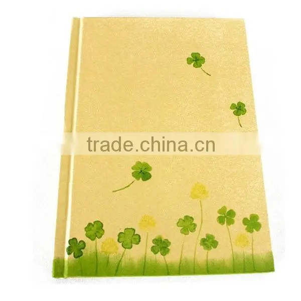 High quality recyle brown kraft notebook drawing pad Three Leafed Clover Lucky Clover Four Leaf Clover notebook